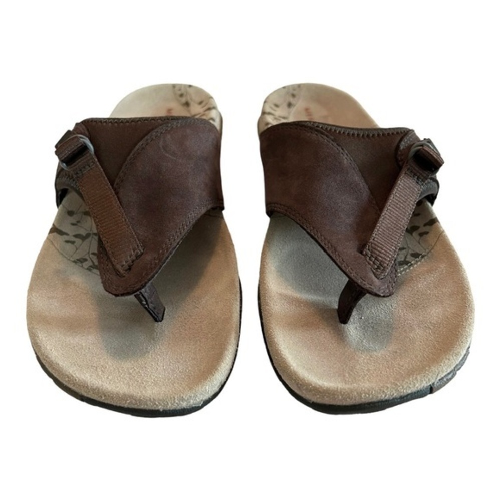Women's Brown Leather Toe-Post Sandals